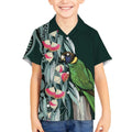 Australian Ringneck Parrot Kid Hawaiian Shirt Barnardius Zonarius Eucalyptus Flowers Aboriginal Art