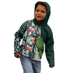 Australian Ringneck Parrot Kid Hoodie Barnardius Zonarius Eucalyptus Flowers Aboriginal Art