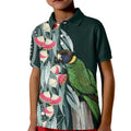 Australian Ringneck Parrot Kid Polo Shirt Barnardius Zonarius Eucalyptus Flowers Aboriginal Art
