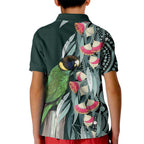 Australian Ringneck Parrot Kid Polo Shirt Barnardius Zonarius Eucalyptus Flowers Aboriginal Art