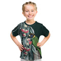Australian Ringneck Parrot Kid T Shirt Barnardius Zonarius Eucalyptus Flowers Aboriginal Art