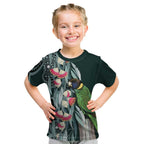 Australian Ringneck Parrot Kid T Shirt Barnardius Zonarius Eucalyptus Flowers Aboriginal Art
