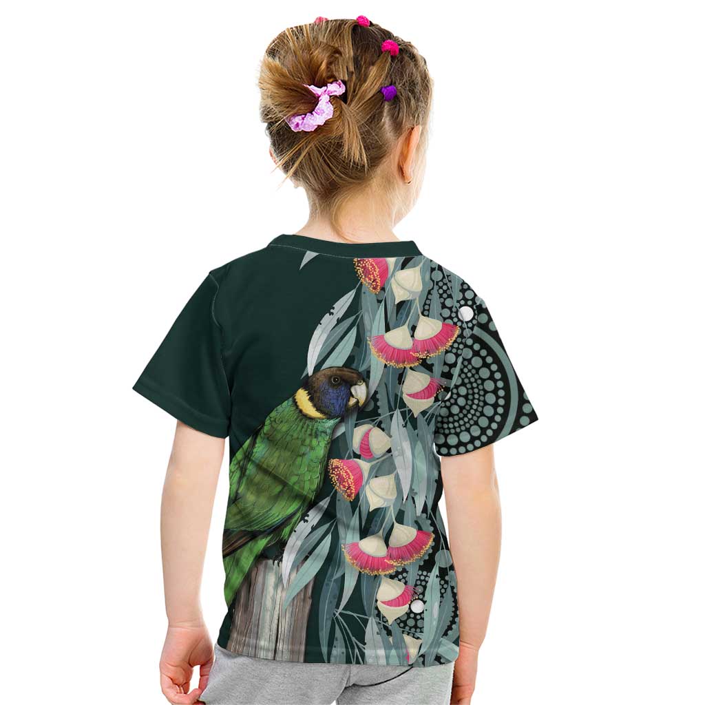 Australian Ringneck Parrot Kid T Shirt Barnardius Zonarius Eucalyptus Flowers Aboriginal Art