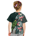 Australian Ringneck Parrot Kid T Shirt Barnardius Zonarius Eucalyptus Flowers Aboriginal Art