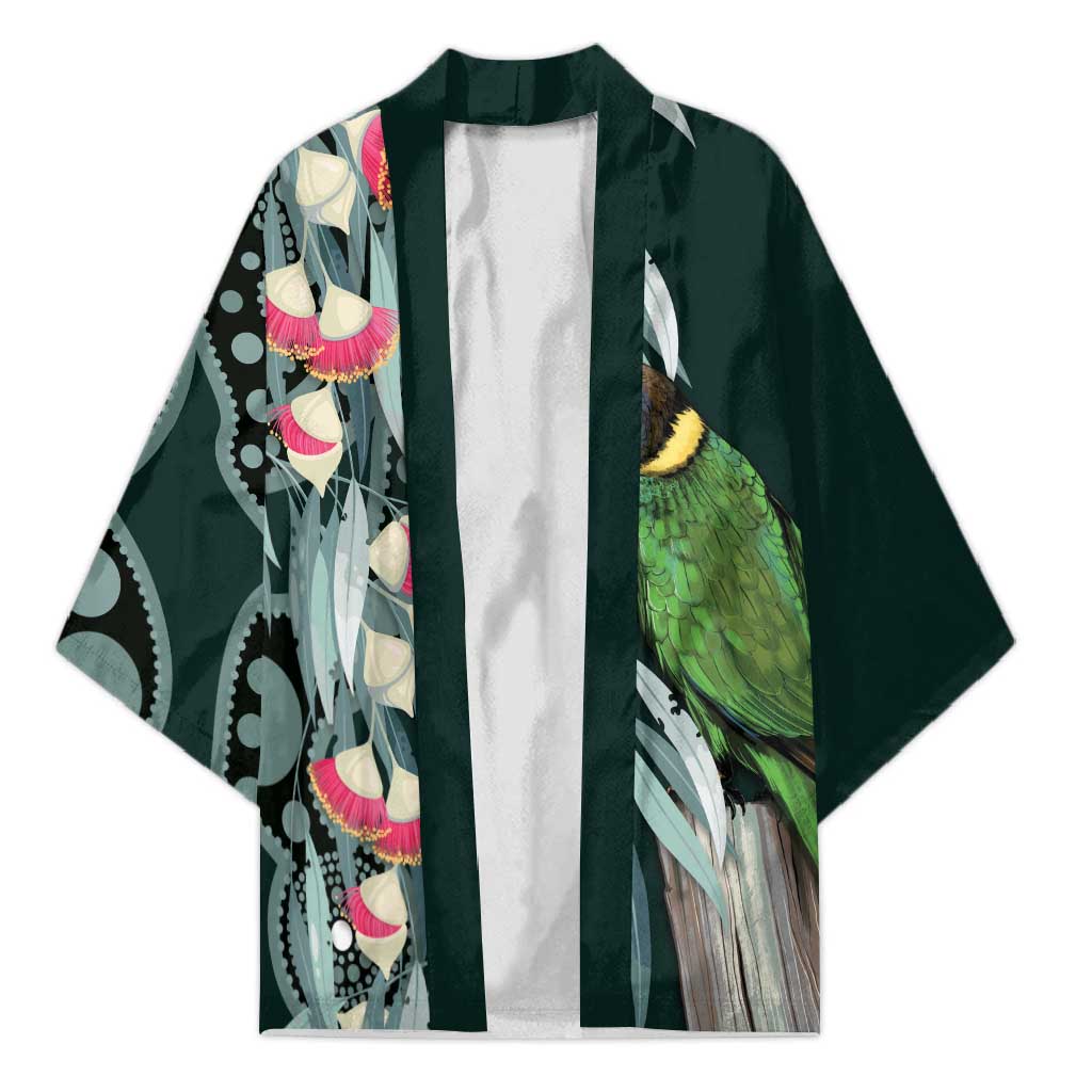 Australian Ringneck Parrot Kimono Barnardius Zonarius Eucalyptus Flowers Aboriginal Art