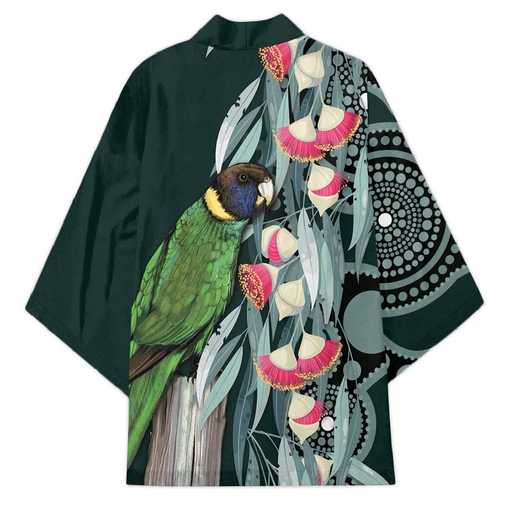 Australian Ringneck Parrot Kimono Barnardius Zonarius Eucalyptus Flowers Aboriginal Art