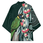 Australian Ringneck Parrot Kimono Barnardius Zonarius Eucalyptus Flowers Aboriginal Art