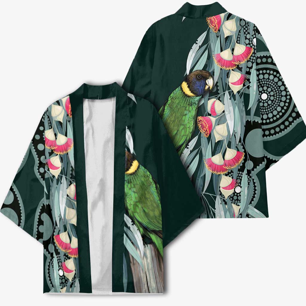Australian Ringneck Parrot Kimono Barnardius Zonarius Eucalyptus Flowers Aboriginal Art