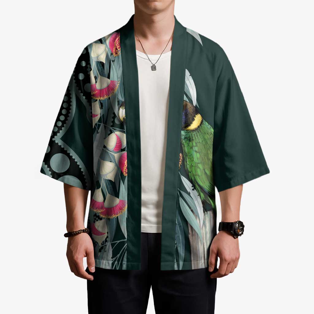Australian Ringneck Parrot Kimono Barnardius Zonarius Eucalyptus Flowers Aboriginal Art