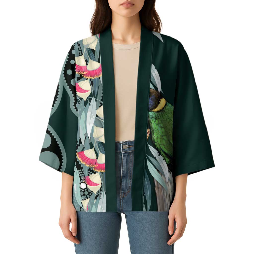 Australian Ringneck Parrot Kimono Barnardius Zonarius Eucalyptus Flowers Aboriginal Art