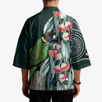 Australian Ringneck Parrot Kimono Barnardius Zonarius Eucalyptus Flowers Aboriginal Art