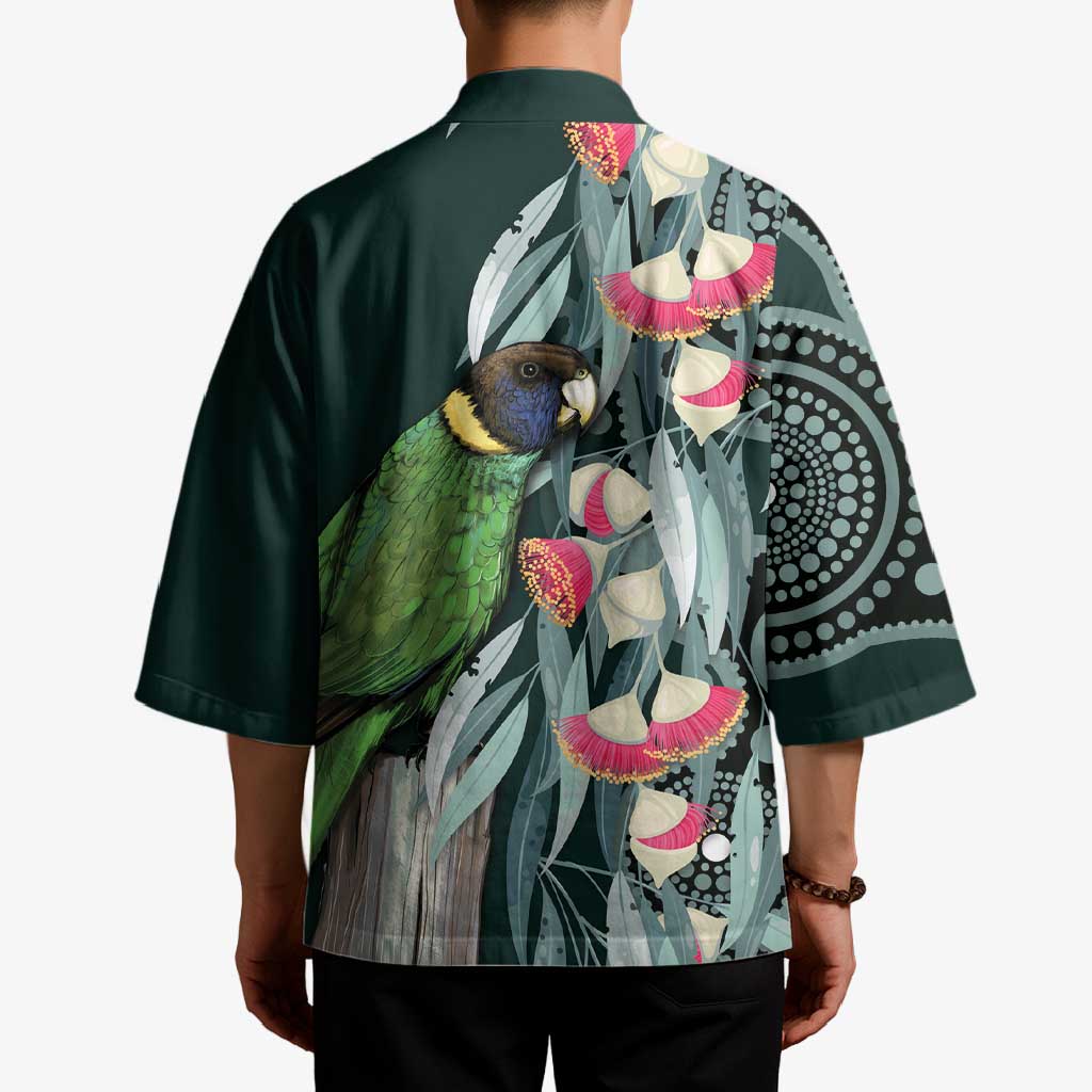 Australian Ringneck Parrot Kimono Barnardius Zonarius Eucalyptus Flowers Aboriginal Art