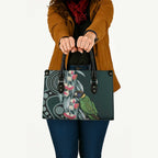Australian Ringneck Parrot Leather Bag Barnardius Zonarius Eucalyptus Flowers Aboriginal Art