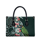 Australian Ringneck Parrot Leather Bag Barnardius Zonarius Eucalyptus Flowers Aboriginal Art
