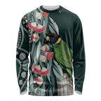Australian Ringneck Parrot Long Sleeve Shirt Barnardius Zonarius Eucalyptus Flowers Aboriginal Art