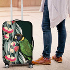 Australian Ringneck Parrot Luggage Cover Barnardius Zonarius Eucalyptus Flowers Aboriginal Art