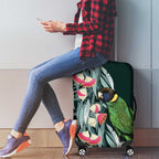 Australian Ringneck Parrot Luggage Cover Barnardius Zonarius Eucalyptus Flowers Aboriginal Art