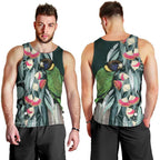 Australian Ringneck Parrot Men Tank Top Barnardius Zonarius Eucalyptus Flowers Aboriginal Art