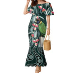 Australian Ringneck Parrot Mermaid Dress Barnardius Zonarius Eucalyptus Flowers Aboriginal Art