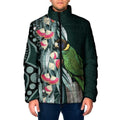 Australian Ringneck Parrot Padded Jacket Barnardius Zonarius Eucalyptus Flowers Aboriginal Art