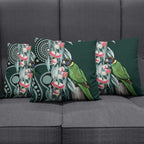 Australian Ringneck Parrot Pillow Cover Barnardius Zonarius Eucalyptus Flowers Aboriginal Art