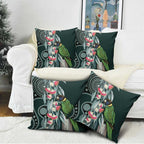 Australian Ringneck Parrot Pillow Cover Barnardius Zonarius Eucalyptus Flowers Aboriginal Art