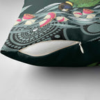 Australian Ringneck Parrot Pillow Cover Barnardius Zonarius Eucalyptus Flowers Aboriginal Art
