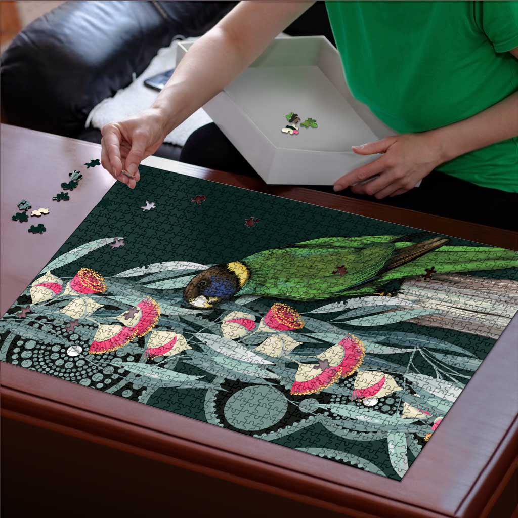 Australian Ringneck Parrot Puzzle Barnardius Zonarius Eucalyptus Flowers Aboriginal Art