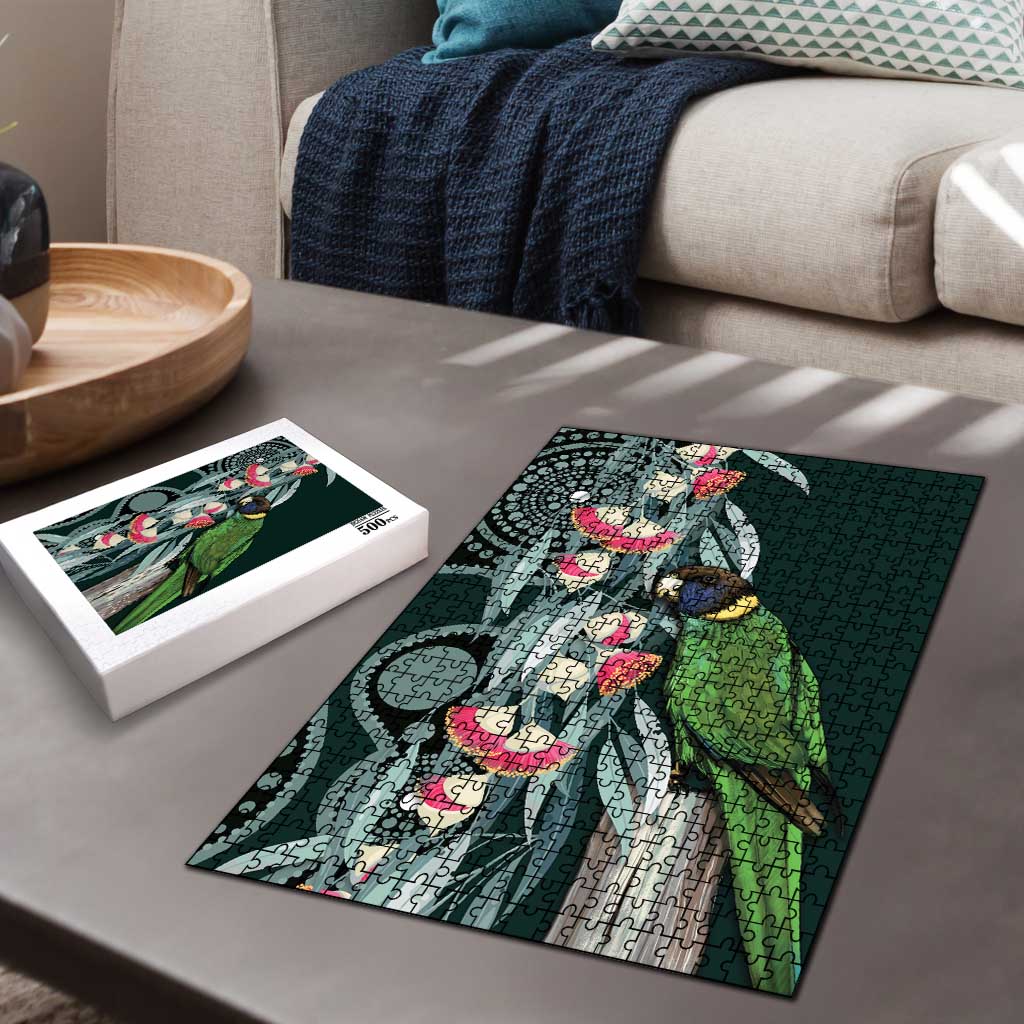 Australian Ringneck Parrot Puzzle Barnardius Zonarius Eucalyptus Flowers Aboriginal Art