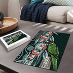 Australian Ringneck Parrot Puzzle Barnardius Zonarius Eucalyptus Flowers Aboriginal Art