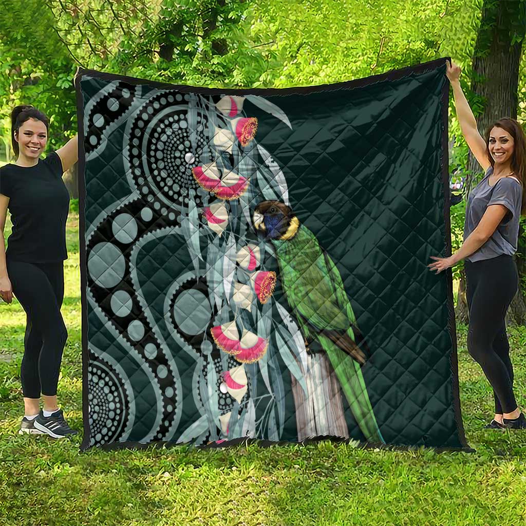 Australian Ringneck Parrot Quilt Barnardius Zonarius Eucalyptus Flowers Aboriginal Art