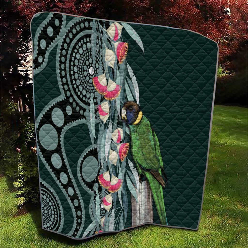 Australian Ringneck Parrot Quilt Barnardius Zonarius Eucalyptus Flowers Aboriginal Art