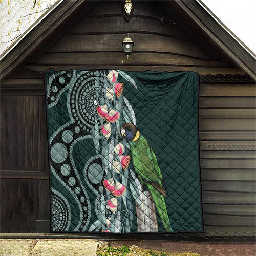 Australian Ringneck Parrot Quilt Barnardius Zonarius Eucalyptus Flowers Aboriginal Art