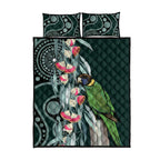 Australian Ringneck Parrot Quilt Bed Set Barnardius Zonarius Eucalyptus Flowers Aboriginal Art