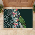 Australian Ringneck Parrot Rubber Doormat Barnardius Zonarius Eucalyptus Flowers Aboriginal Art