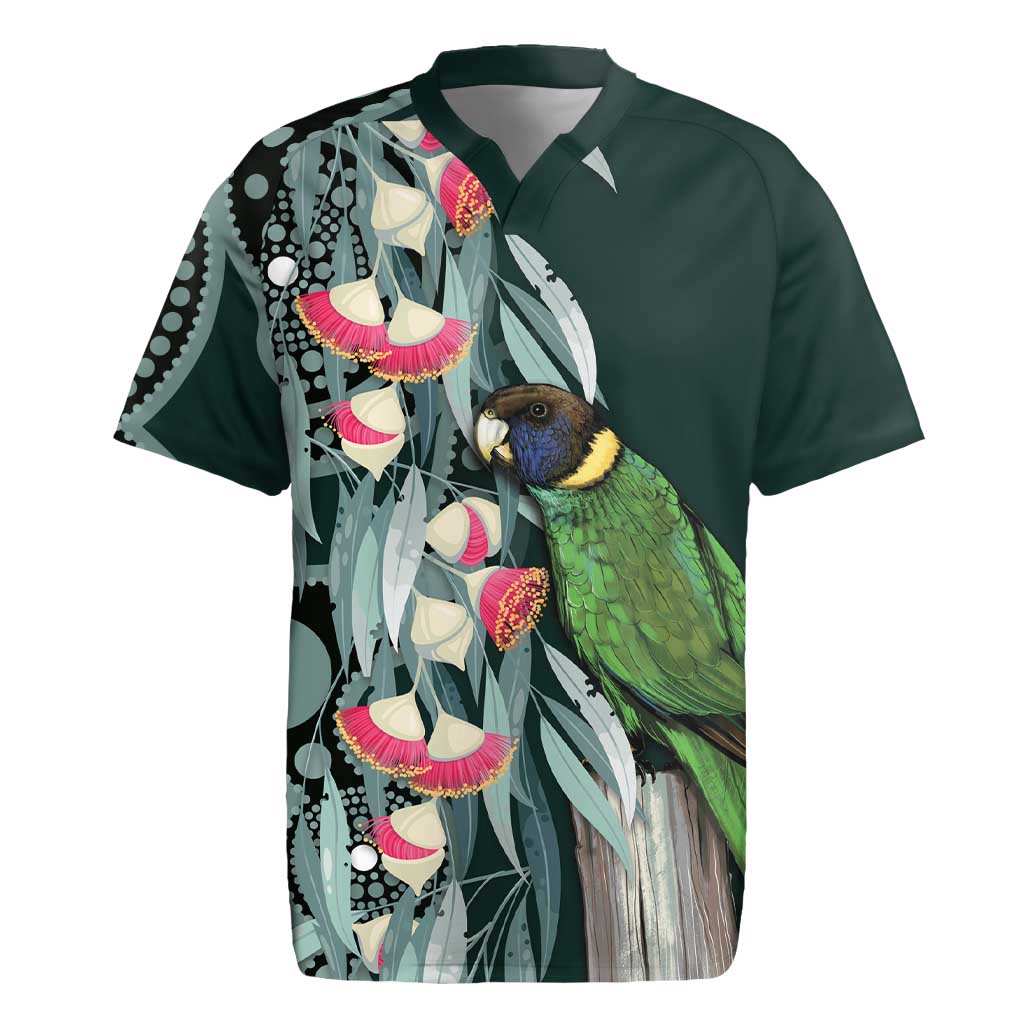 Australian Ringneck Parrot Rugby Jersey Barnardius Zonarius Eucalyptus Flowers Aboriginal Art