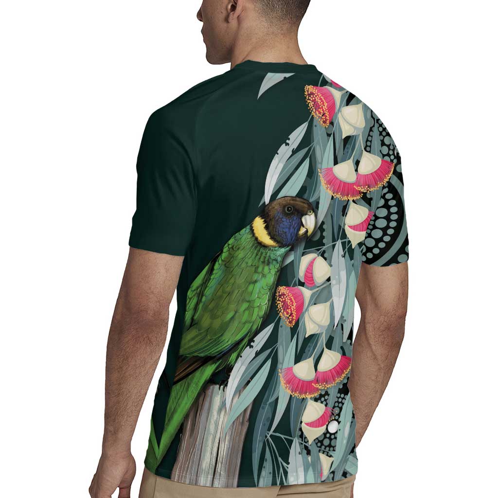 Australian Ringneck Parrot Rugby Jersey Barnardius Zonarius Eucalyptus Flowers Aboriginal Art