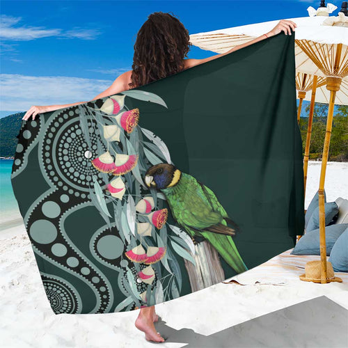 Australian Ringneck Parrot Sarong Barnardius Zonarius Eucalyptus Flowers Aboriginal Art