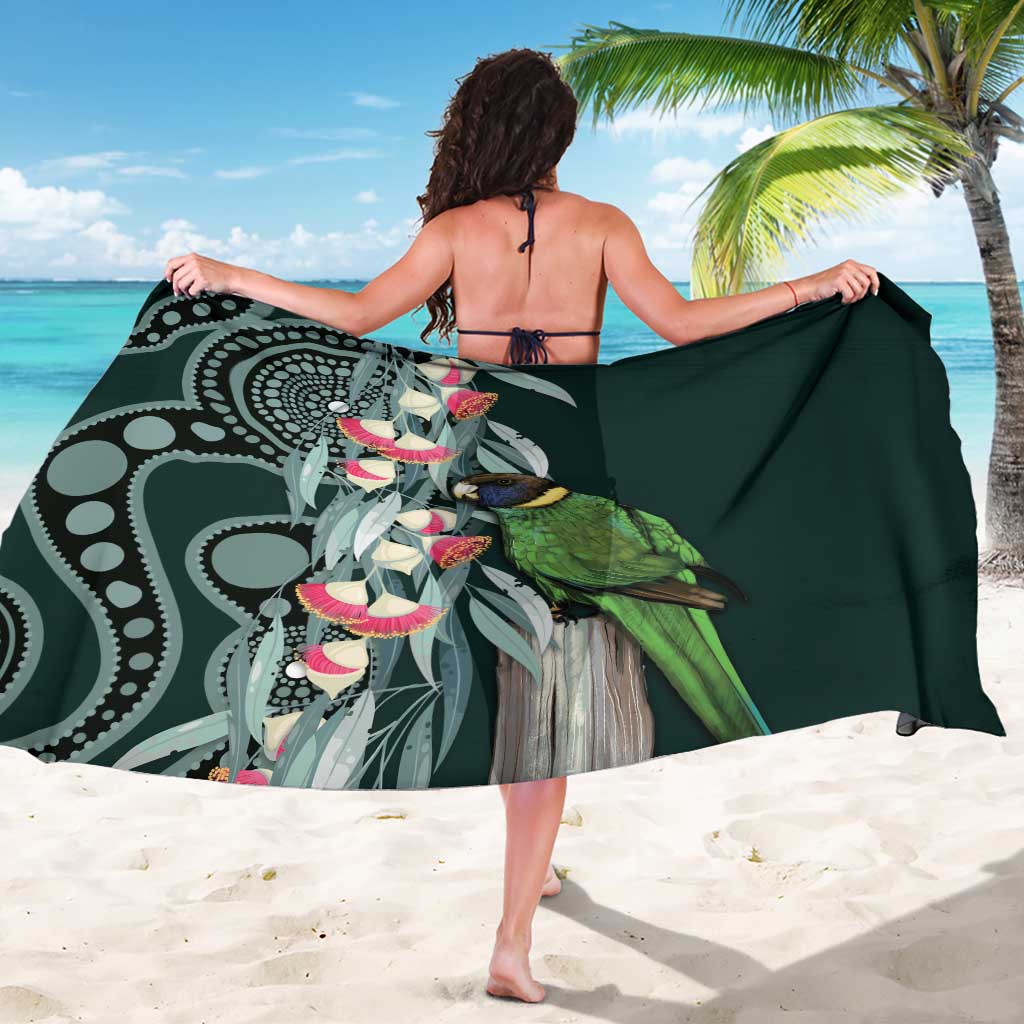 Australian Ringneck Parrot Sarong Barnardius Zonarius Eucalyptus Flowers Aboriginal Art