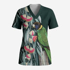 Australian Ringneck Parrot Scrub Top Barnardius Zonarius Eucalyptus Flowers Aboriginal Art