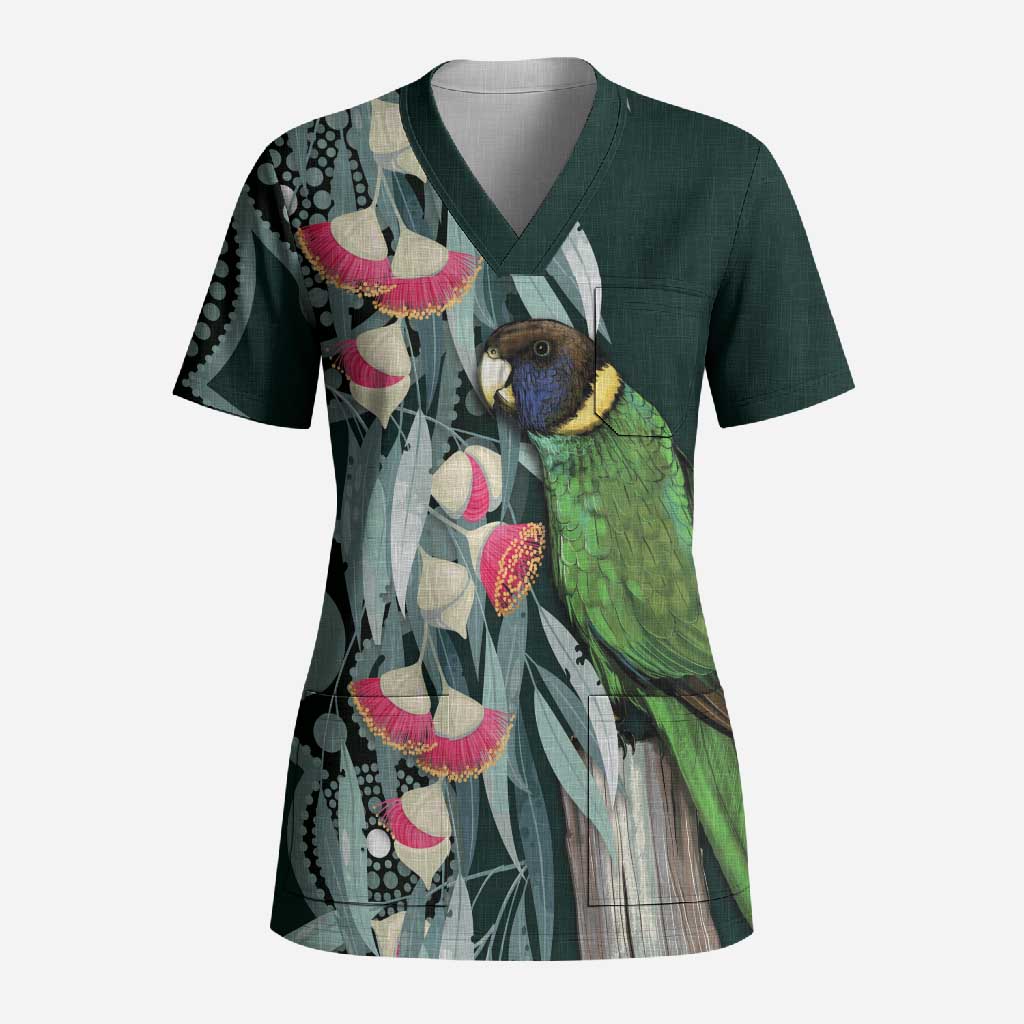 Australian Ringneck Parrot Scrub Top Barnardius Zonarius Eucalyptus Flowers Aboriginal Art