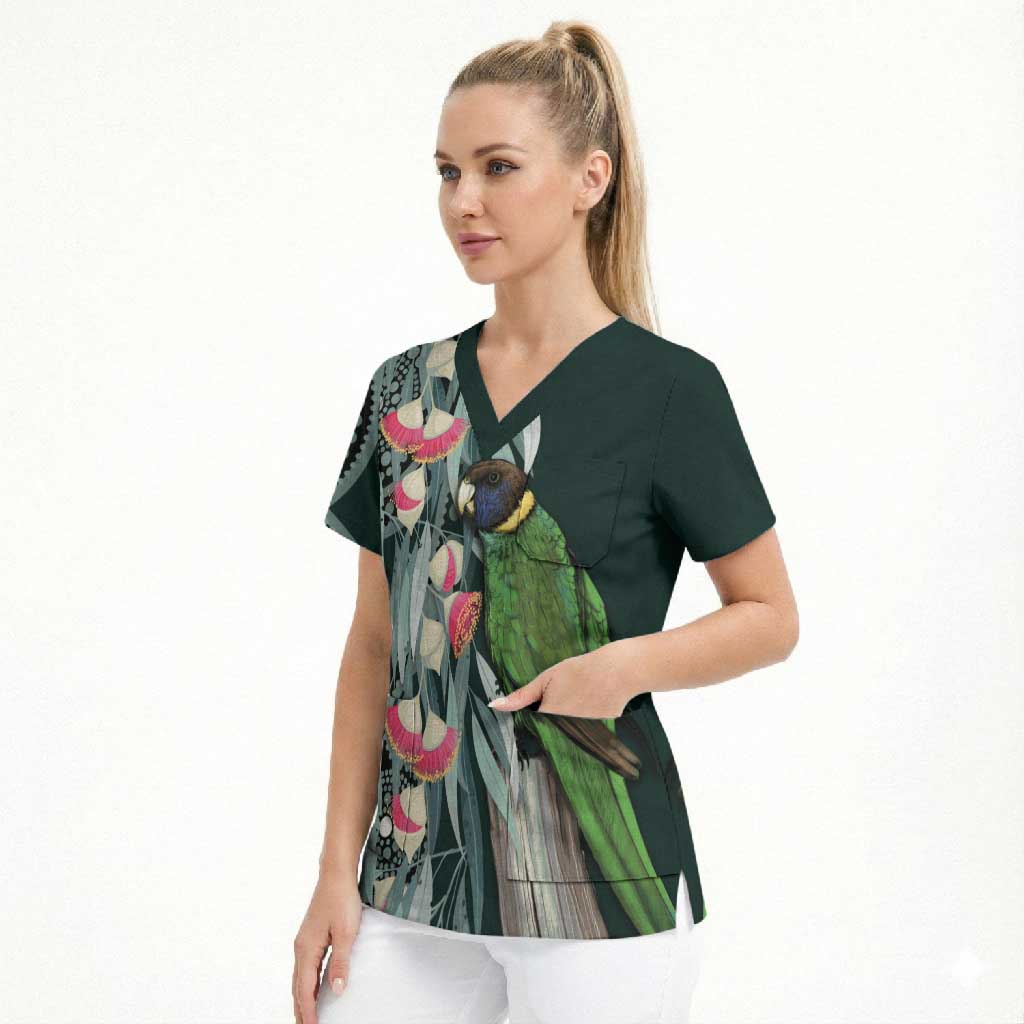 Australian Ringneck Parrot Scrub Top Barnardius Zonarius Eucalyptus Flowers Aboriginal Art