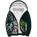 Australian Ringneck Parrot Sherpa Hoodie Barnardius Zonarius Eucalyptus Flowers Aboriginal Art