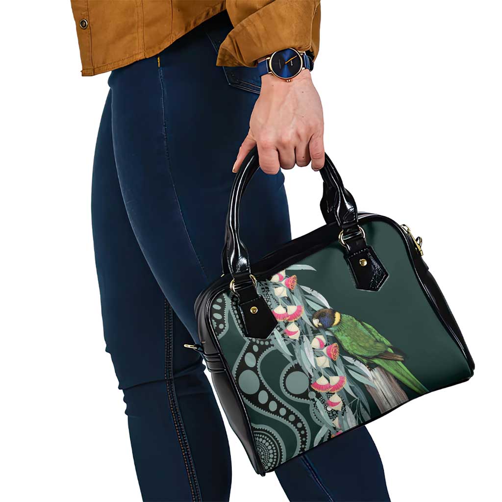 Australian Ringneck Parrot Shoulder Handbag Barnardius Zonarius Eucalyptus Flowers Aboriginal Art