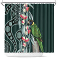 Australian Ringneck Parrot Shower Curtain Barnardius Zonarius Eucalyptus Flowers Aboriginal Art
