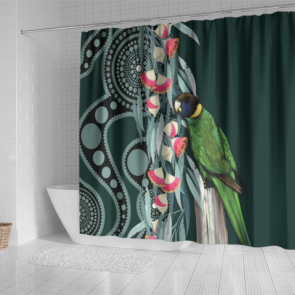 Australian Ringneck Parrot Shower Curtain Barnardius Zonarius Eucalyptus Flowers Aboriginal Art