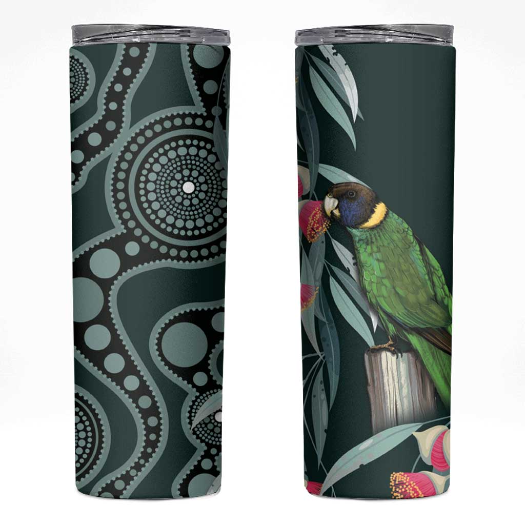 Australian Ringneck Parrot Skinny Tumbler Barnardius Zonarius Eucalyptus Flowers Aboriginal Art