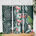 Australian Ringneck Parrot Skinny Tumbler Barnardius Zonarius Eucalyptus Flowers Aboriginal Art