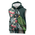 Australian Ringneck Parrot Sleeveless Hoodie Barnardius Zonarius Eucalyptus Flowers Aboriginal Art