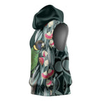 Australian Ringneck Parrot Sleeveless Hoodie Barnardius Zonarius Eucalyptus Flowers Aboriginal Art